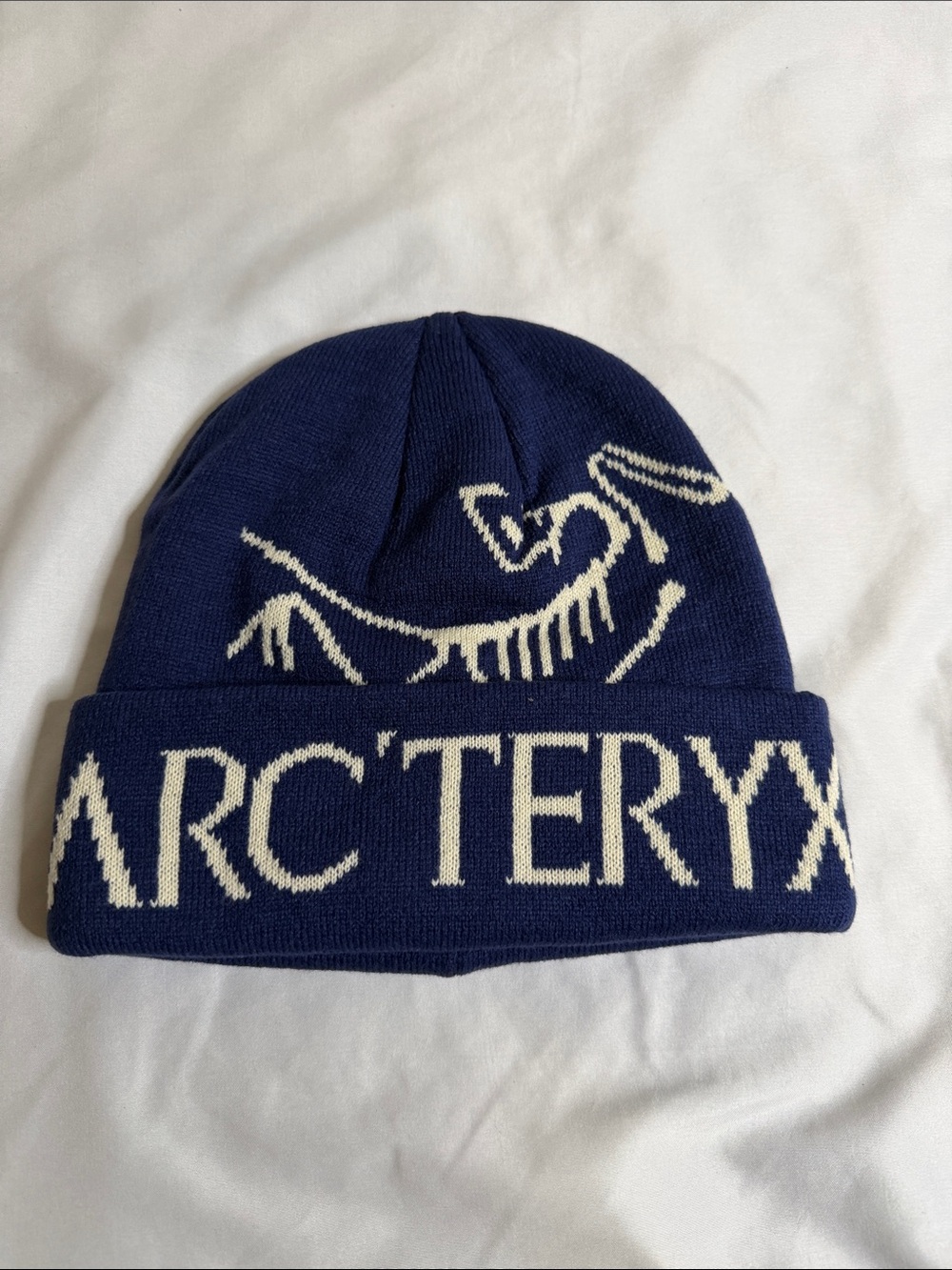 Arc'teryx Navy and White Logo Knit Beanie
